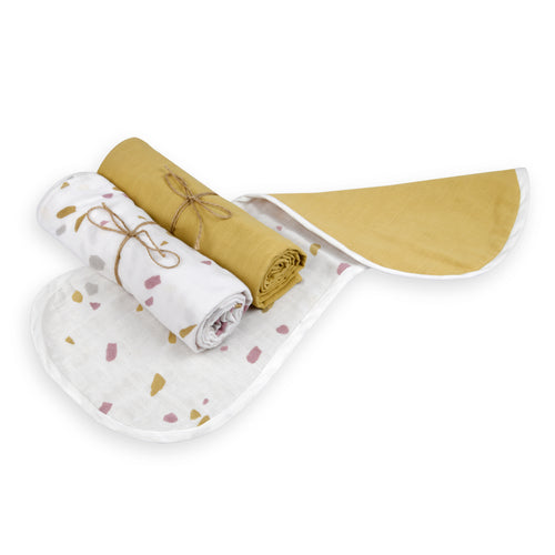 Rocks & Pebbles Burp Cloth & Swaddle  Set