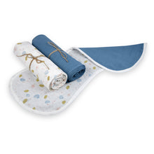 Load image into Gallery viewer, Sea of Dreams Burp Cloth &amp; Swaddle  Set
